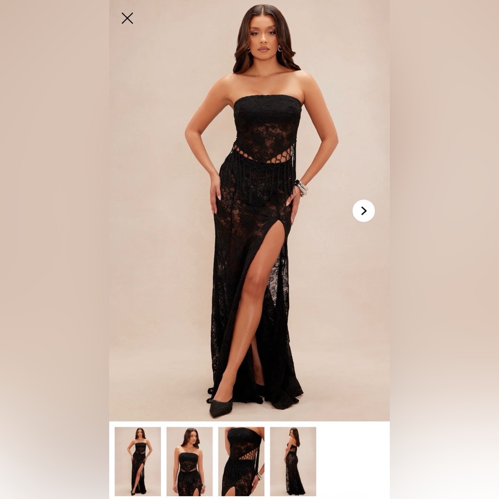 Fashion Nova Black Lace Strapless Jumpsuit